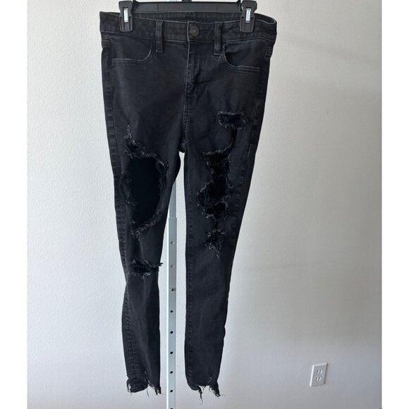 Y2K AE Jeggings 8 Next Level Stretch Distressed Grunge Streetwear Rocker Chic - Picture 10 of 14